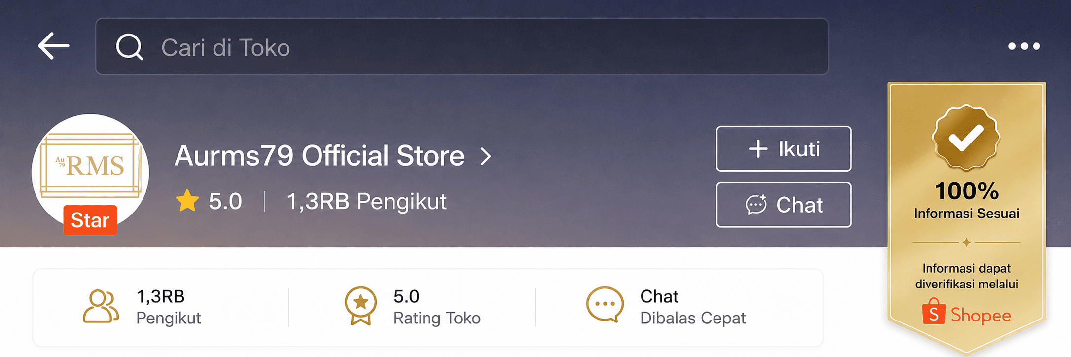 Bukti toko resmi KIMTE di Shopee