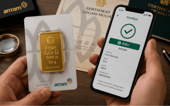 Pemeriksaan emas Antam menggunakan CertiEye di ponsel